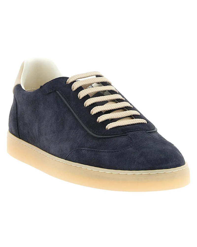 Brunello Cucinelli Suede Low-Top Sneakers — Navy Navy