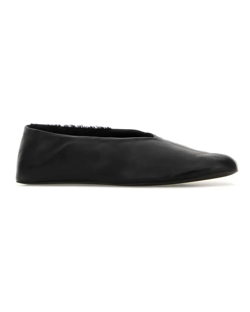 The Row Women's Black Leather Stella Ballerinas Ballerine Flat Shoes Black