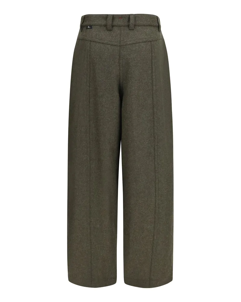 Moncler Loden Wool Fleece Trousers — Green Green