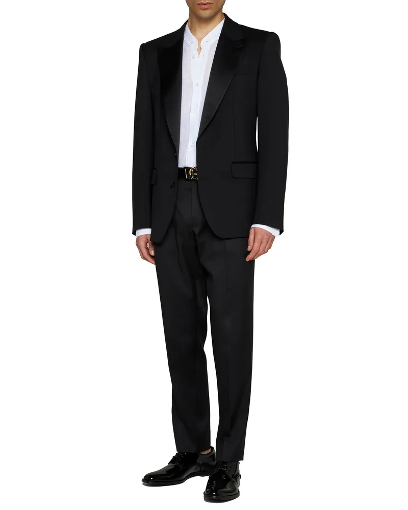 Dolce & Gabbana Men's Tuxedo Blazer Sicilia Black Wool Jacket Black