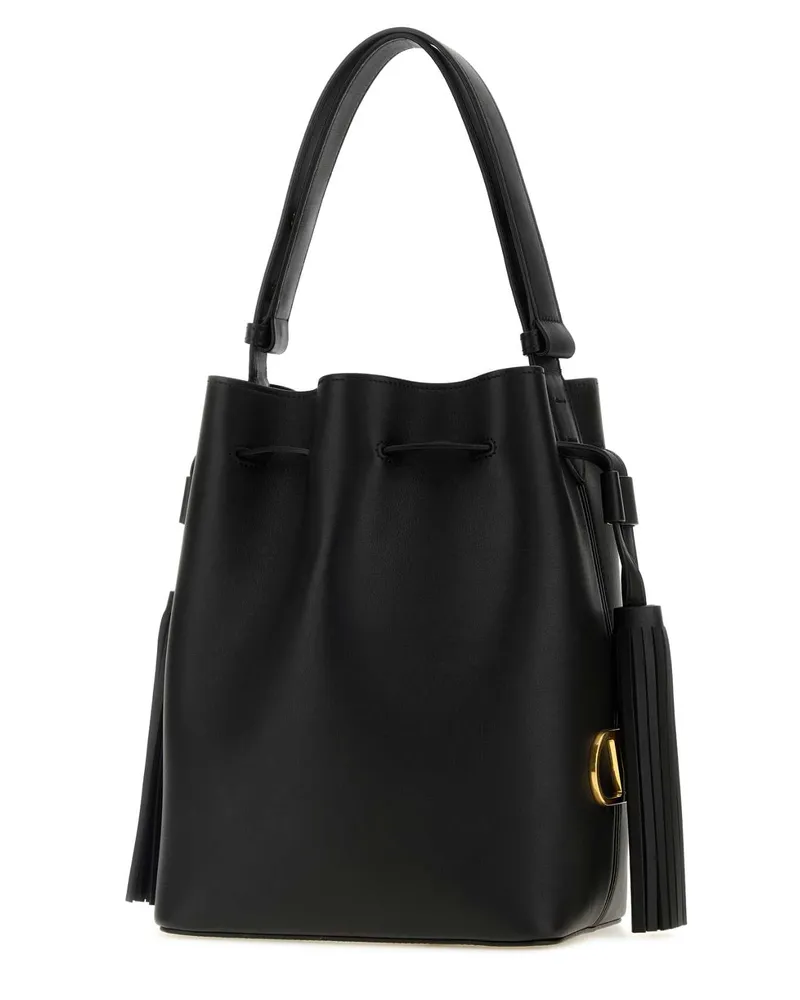 Valentino Garavani Women's Black Leather Vlogo Signature Bucket Ba Nero Borse A Secchiello Black