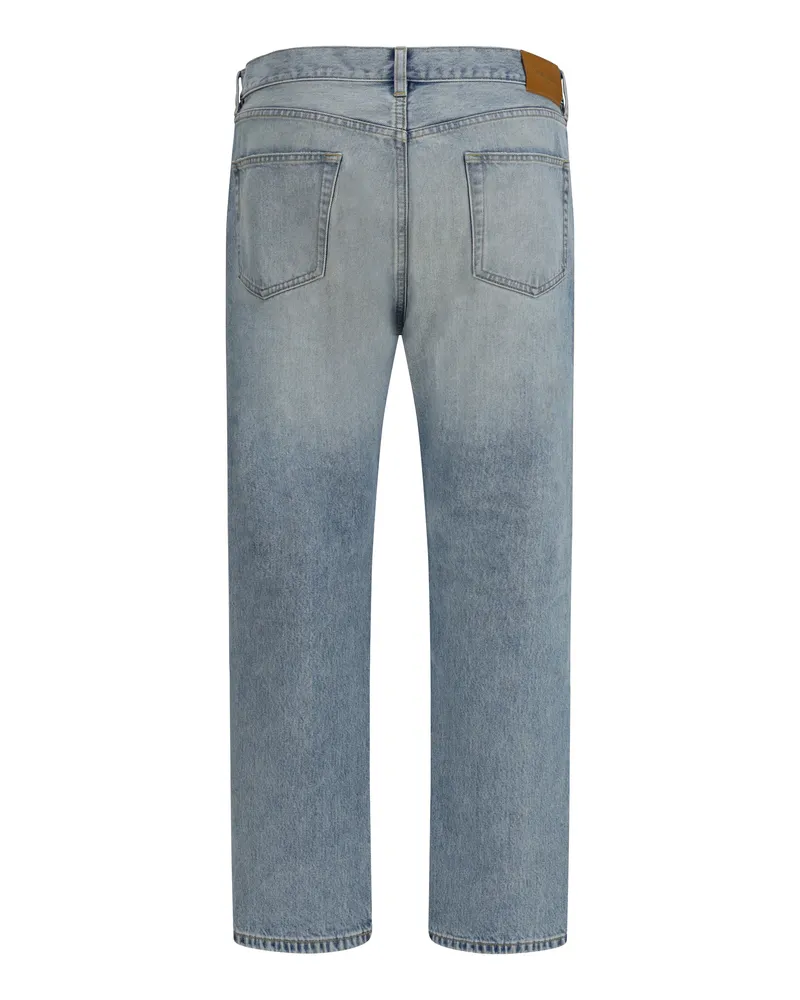 Saint Laurent Men's Cotton Denim Jeans With Stonewashed Finish Dark Purple Blue