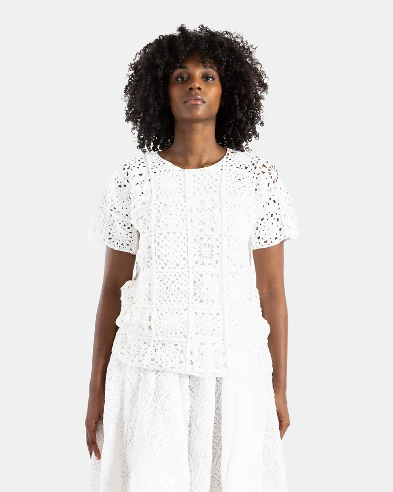 Comme des Garçons Women's White Crochet Knit Top White