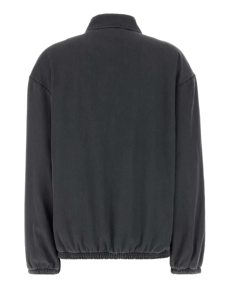 Miu Miu Women's Dark Grey Cotton Bomber Jacket Nero Giubbini Gray
