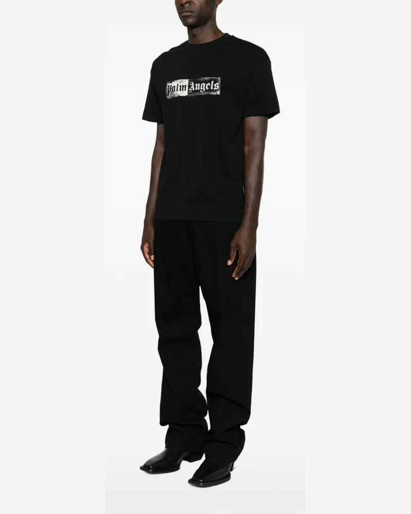 Palm Angels Logo-Print Cotton T-Shirt — Black Black