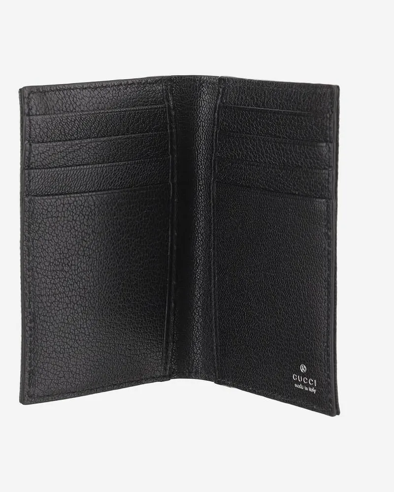 Gucci Men's Card Holder Essence Classic Black Cotton Wallets & Cardholders Black