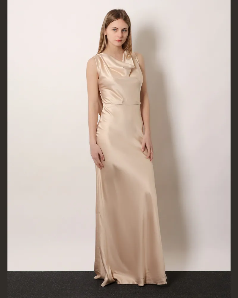 ACTUALEE Women's Beige Satin Dress Polyester Beige
