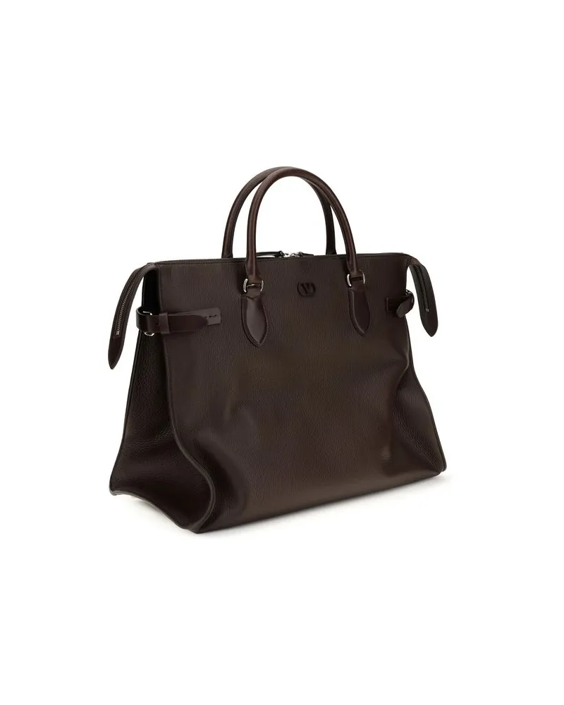 Valentino Garavani Men's Brown Calf Leather Bos Taurus Shoulder Bag Brown