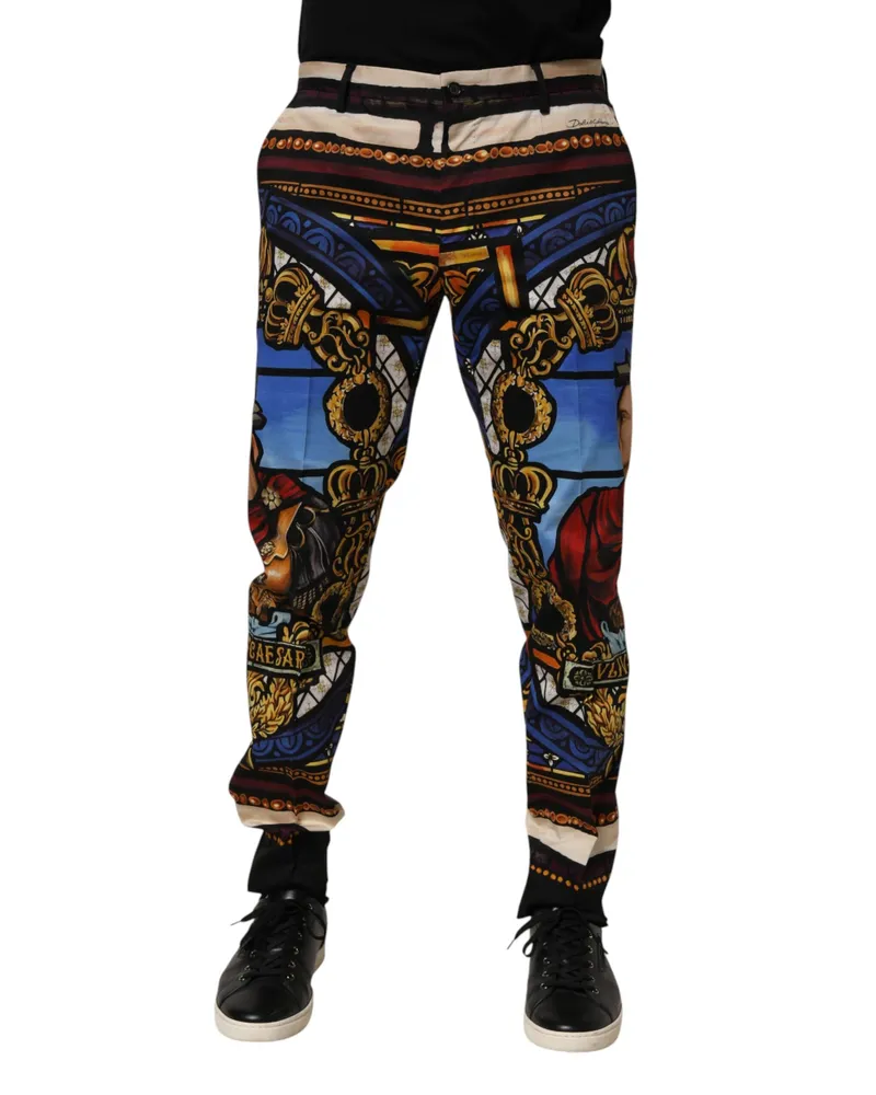 Dolce & Gabbana Men Multicolor Julias Ceasar Print Tapered Pants Co+03 Multicolor