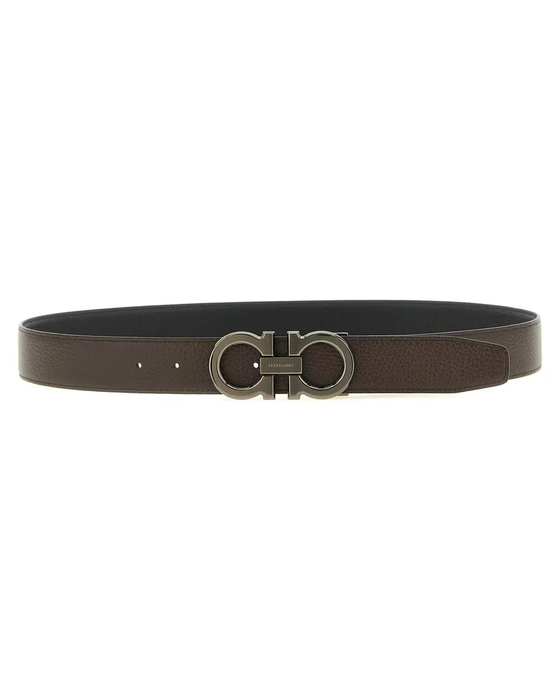 Ferragamo Doppio Gancini Belt — Black Black