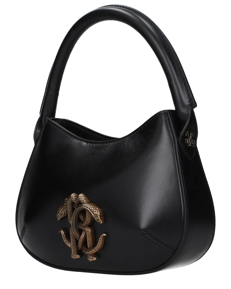 Roberto Cavalli Leather Shoulder Bag — Black Black