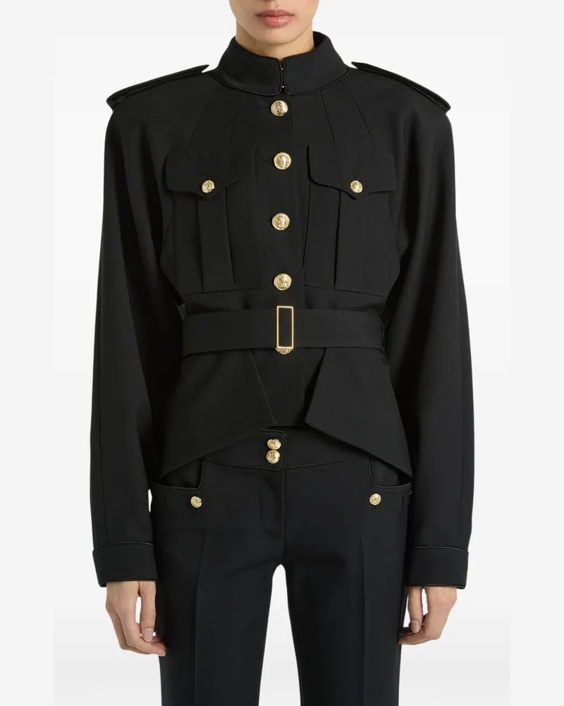 Balmain Officer-Style Wool Blazer — Black Black
