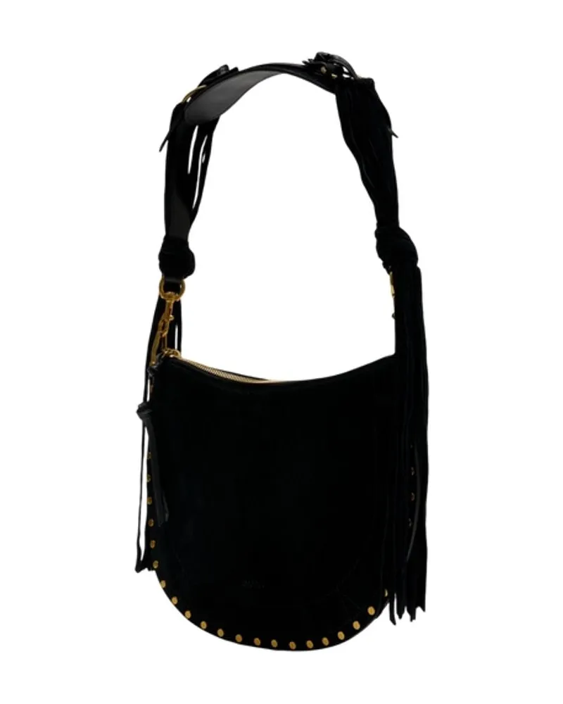 Isabel Marant Women's Oskan Soft Zip Shoulder Bag -  Leather Black Calfskin Shoulder-Hobo-Bags Black