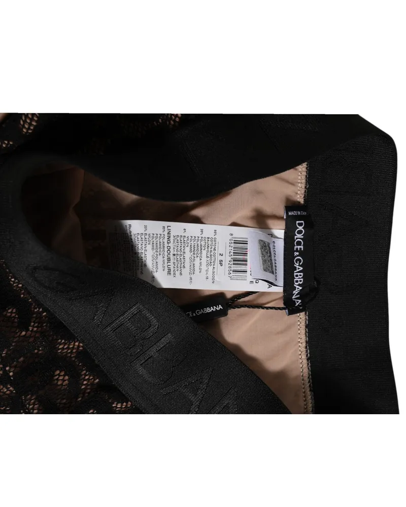 Dolce & Gabbana Women Black Dg Logo Lace High Brief Panty Underwear Cotton Clothing Black