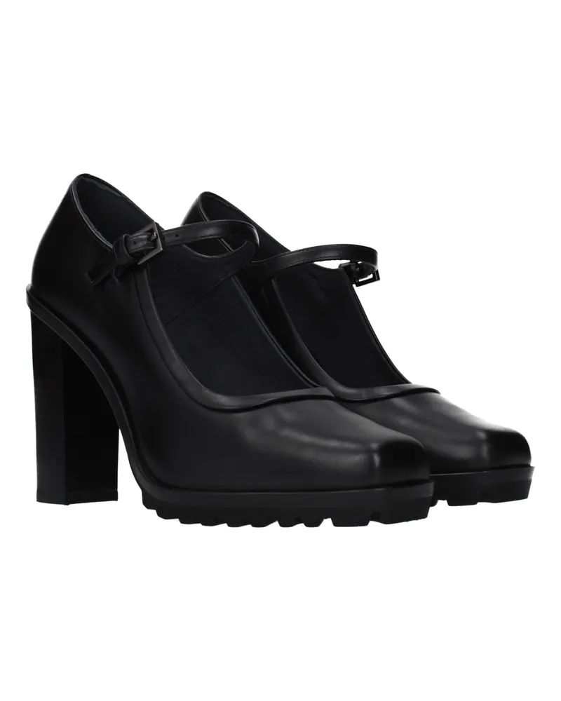 Max Mara Women's Black Leather High Heel Pumps Black