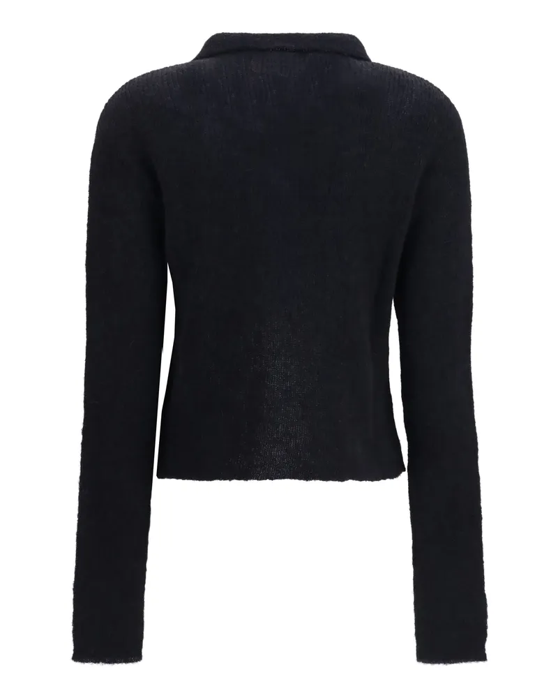 Our Legacy Women's Polo Sweater Mazzy Alpaca Blend Black Fuzzy Tops Black