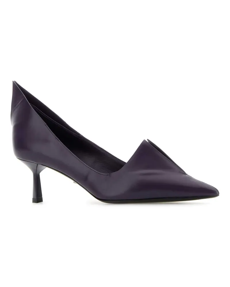 Prada Women's Purple Leather Pumps Viola Scarpe Con Tacco High Heel Shoes Purple