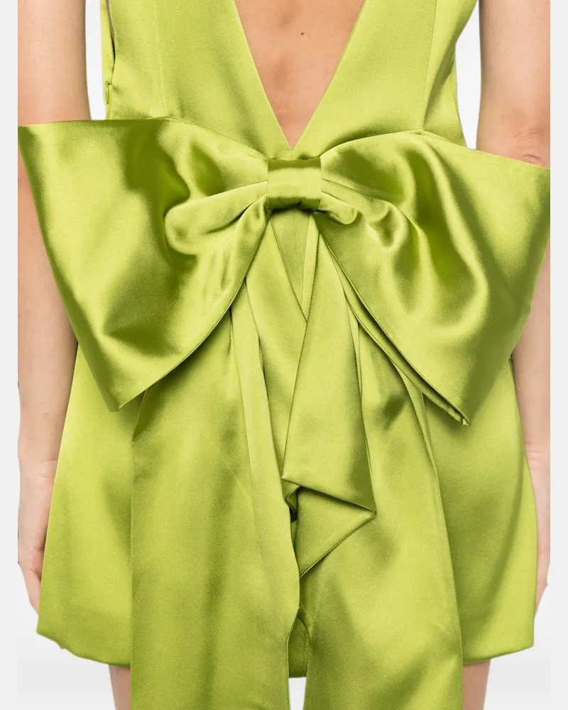 Self-Portrait Cutout-Detail Linen Dress — Lime Green Lime