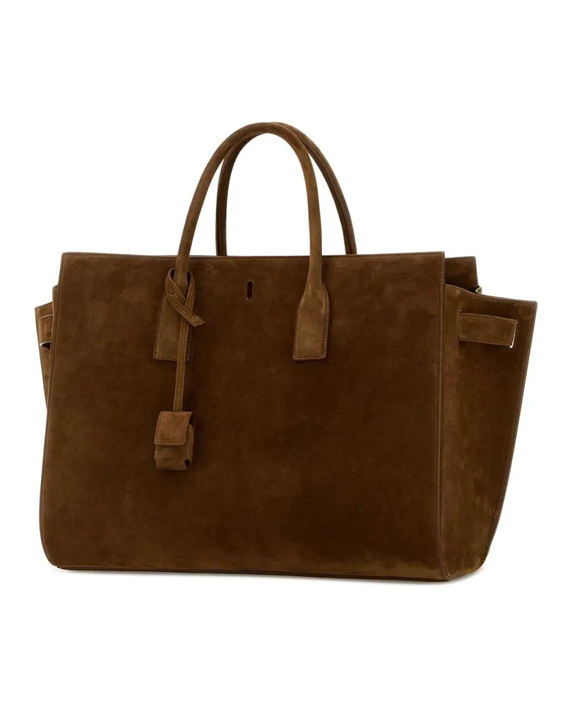 Saint Laurent Women's Camel Suede Sac De Jour Shopping Bag Orangecaramelcogn Borse A Mano Brown
