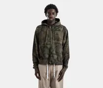 Men Zipped Hoodie Cotton Dry Fleece Forest Camo Print Diamond B Hoodies