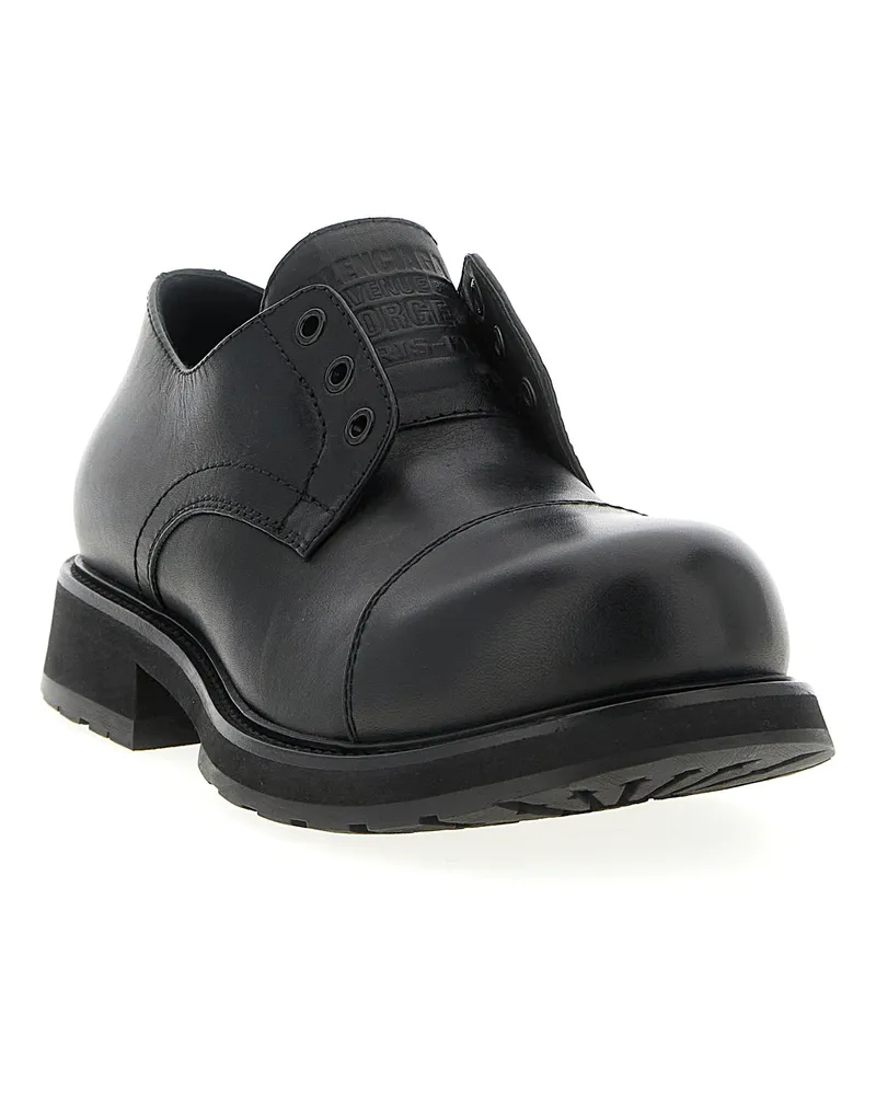 Balenciaga Men's Black Bull Skin Slip-On Loafers Black