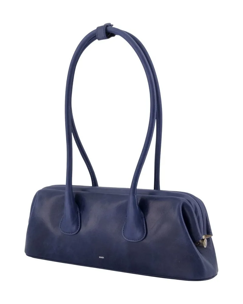 OSOI Women's Boat Wide Mini Shoulder Bag -  Leather Blue Cowhide Shoulder-Hobo-Bags Blue