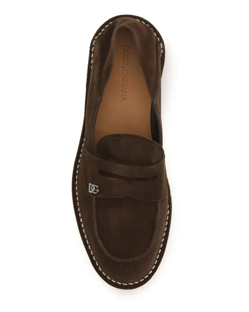 Dolce & Gabbana Men's Loafers Suede Brown Upper: Calf Leather Sandal Brown