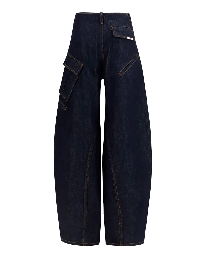 Self-Portrait Women's Cargo Jeans Blue Cotton Blue