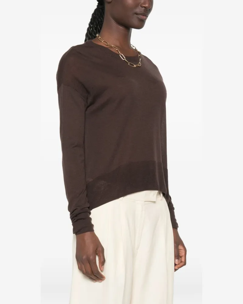 Closed Fine-Knit Wool Crew Neck Sweater — Brown Brown