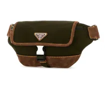 Men's Two-Tone Re-Nylon And Suede Belt Bag Muschiocacao Poliammidericiclata-Vitello Marsupi