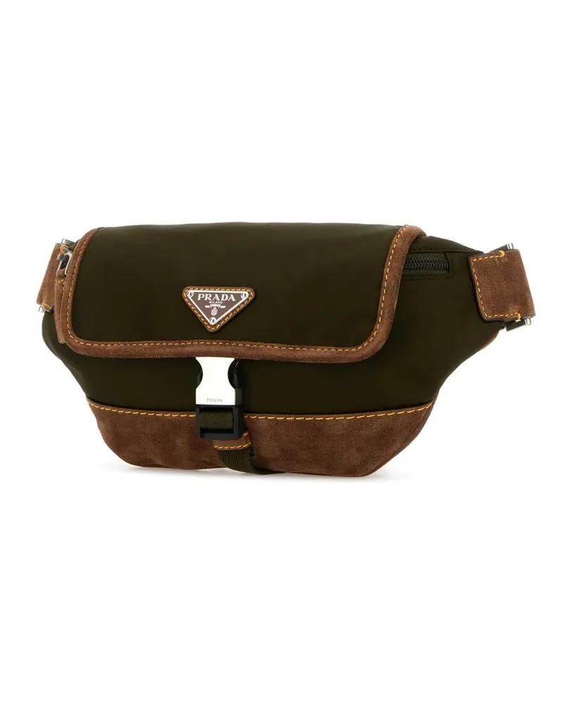 Prada Men's Two-Tone Re-Nylon And Suede Belt Bag Muschiocacao Poliammidericiclata-Vitello Marsupi Brown