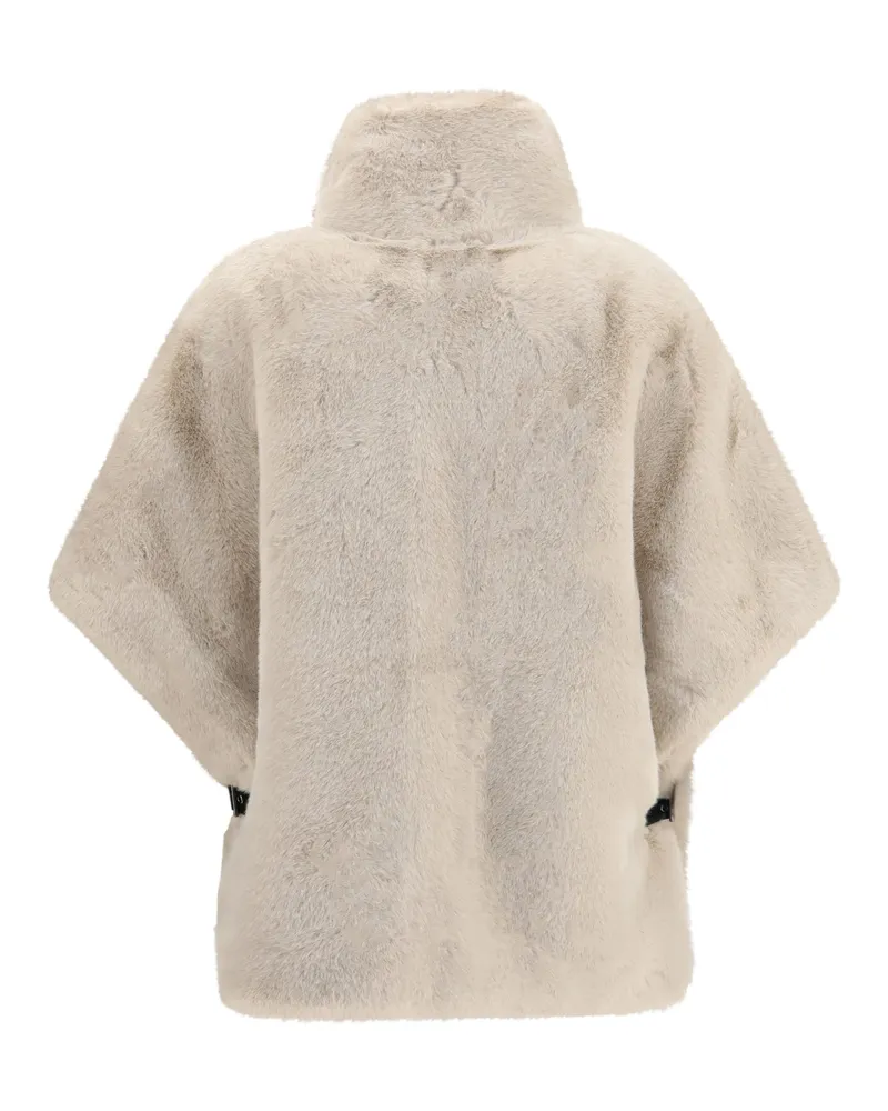 Pinko Faux Fur with Buckle Collar Jacket — Beige Beige