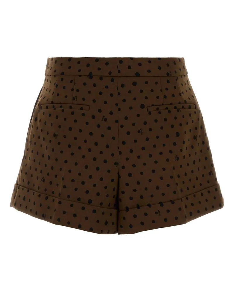Fendi Women's Printed Stretch Wool Blend Shorts Nut-26+black Brown