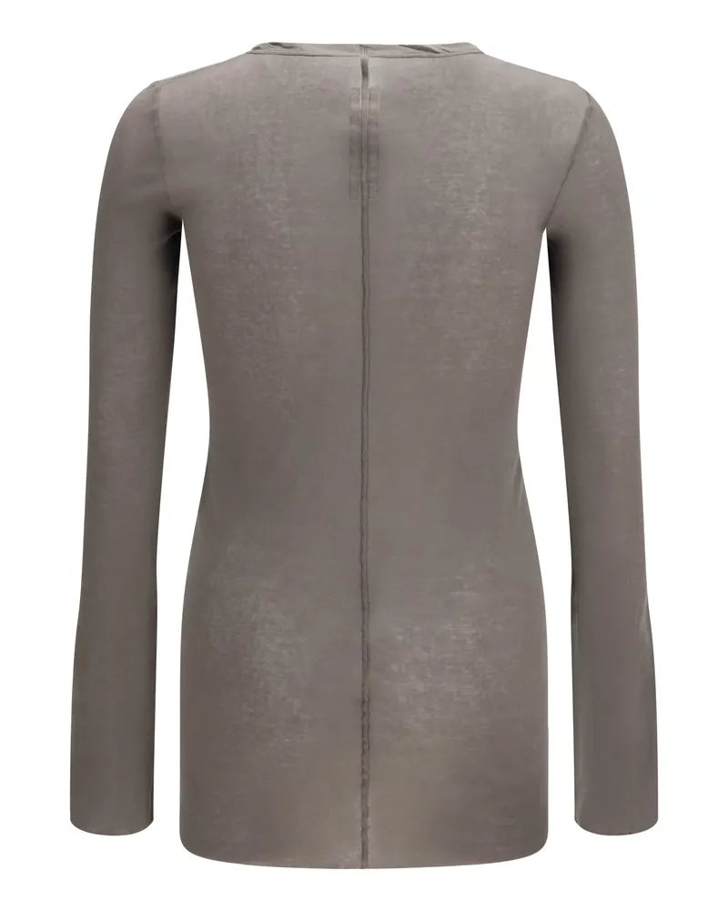 Rick Owens Men's Long-Sleeved Fitted Dust Cotton T-Shirts And Polos Gray