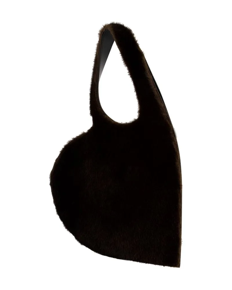 COPERNI Women's Faux Fur Heart Shoulder Bag -  Synthetic Brown Shoulder-Hobo-Bags Black