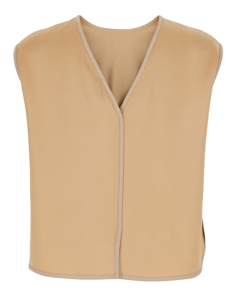 forte_forte Women's Sleeveless Top Beige Viscose Acetate Tops Beige