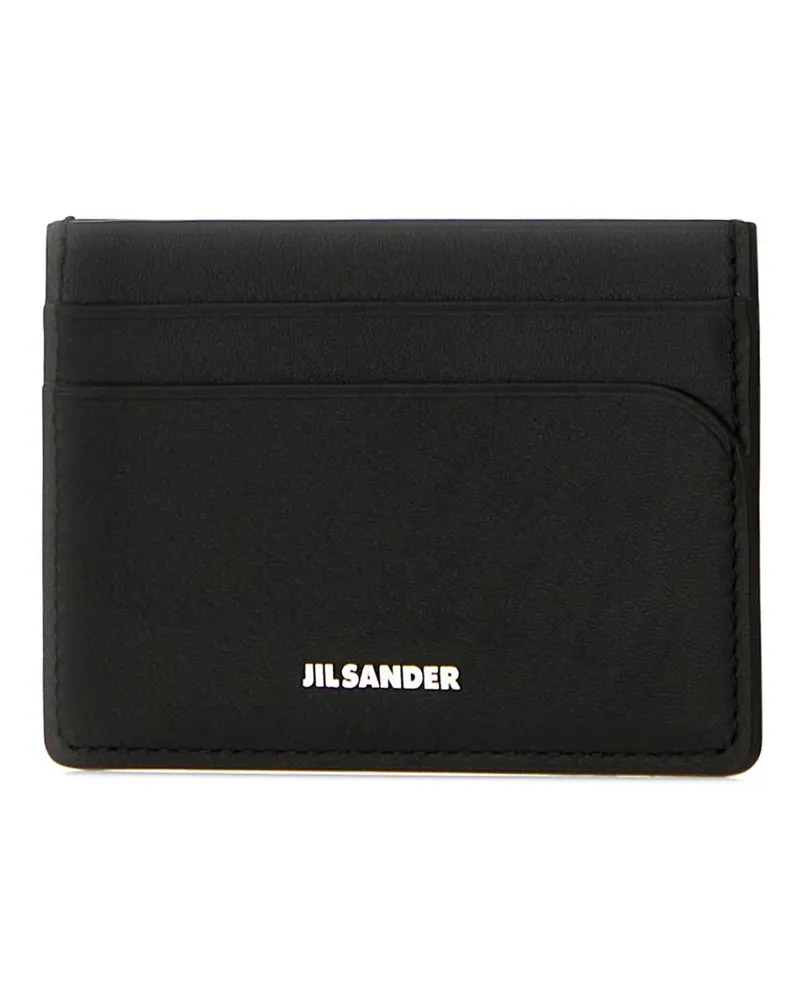 Jil Sander Men's Black Leather Card Holder 001 Exterior: Calf Portafogli Wallet Black