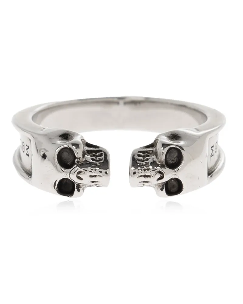 Alexander McQueen Men's Twin Skull Ring Silver Accessories > Jewelry Silver