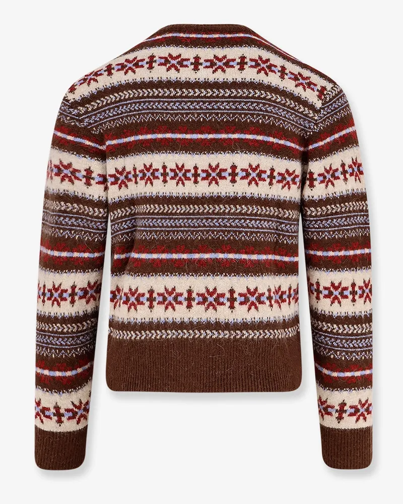 Dunst Unisex Sweater Fair Isle Wool Blend Brown Shell 1: Nylon Brown