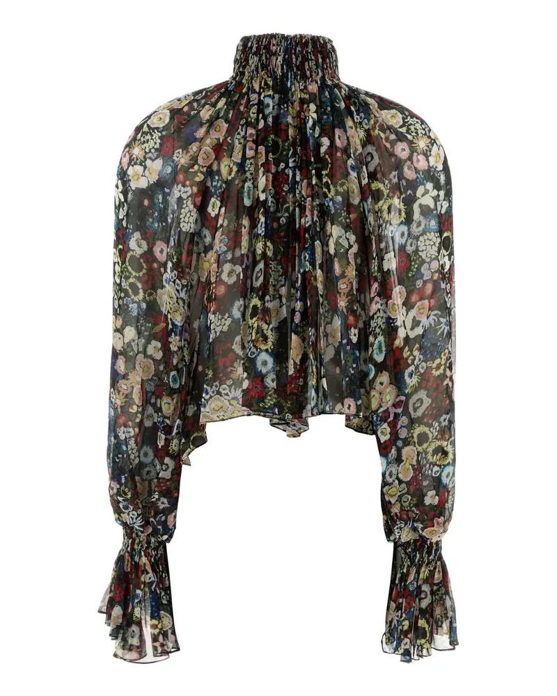 KHAITE Women's Printed Crepe Blouse Blackmulti Combo 1: Se Maglie Sweater Black