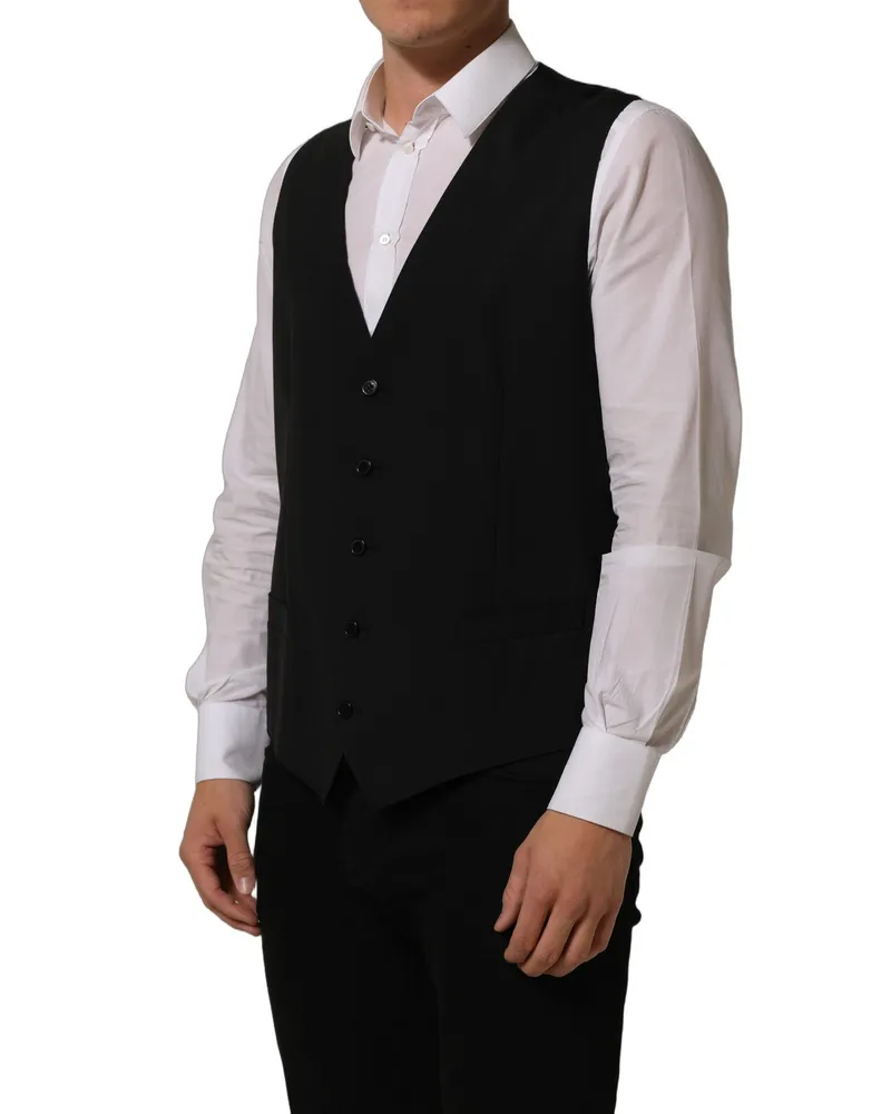 Dolce & Gabbana Virgin Wool Stretch Waistcoat — Black Black