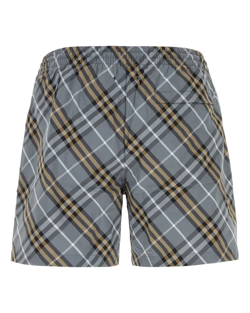 Burberry Men's Printed Nylon Swimming Shorts Waveblueipcheck Costumi Da Bagno Gray