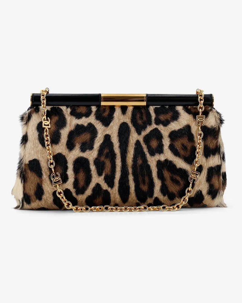 Dolce & Gabbana Women's Shoulder Bag Animal Print Multicolour Leather Multicolor