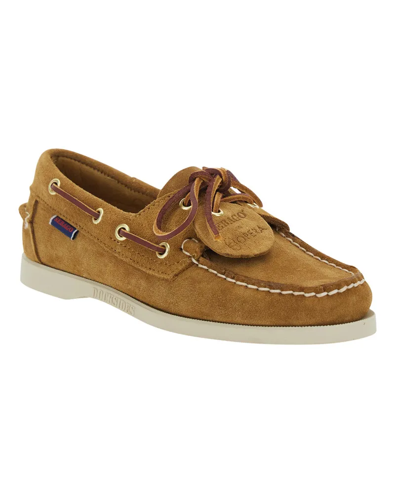 Sebago Women's Loafers Portland Artisan Beige Suede Leather Beige