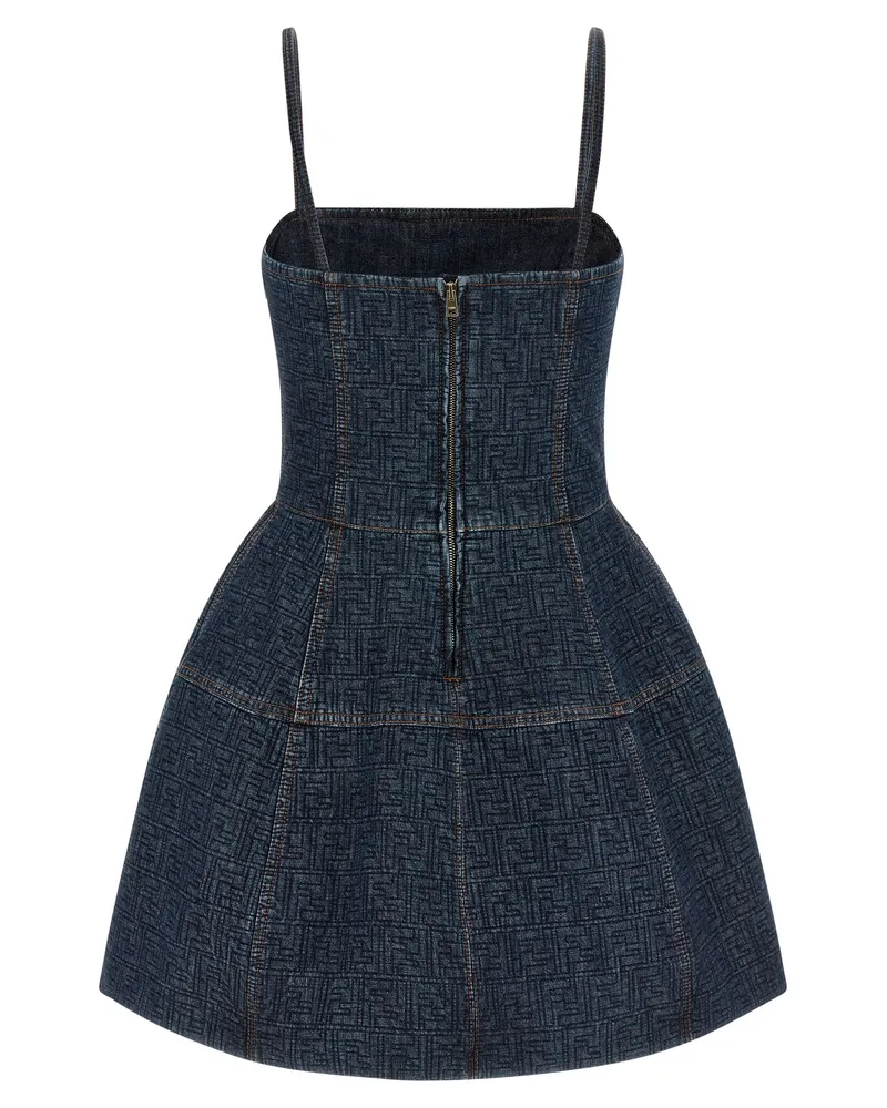 Fendi Women's Blue Cotton Short Dress Blue