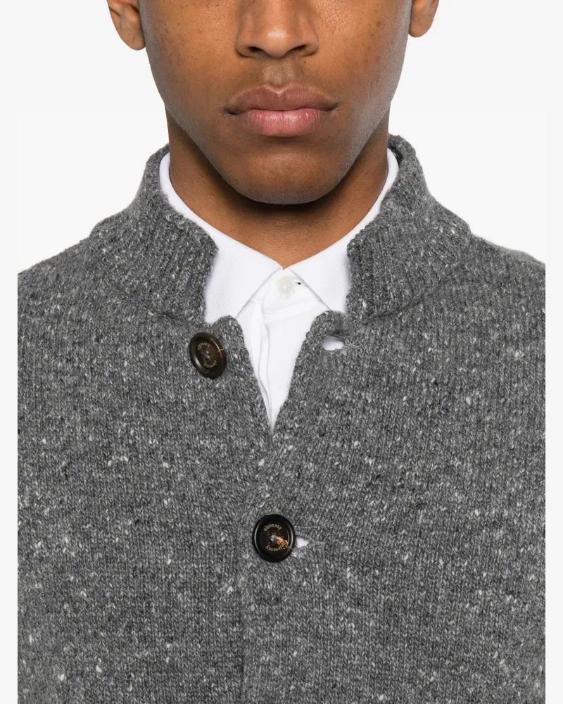 Eleventy Men's Flecked-Knit Button-Up Cardigan Aw26 M 