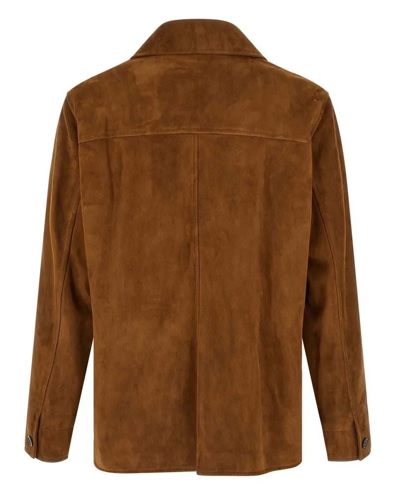 Saint Laurent Men's Brown Lamb Leather Jacket Clothing Brown
