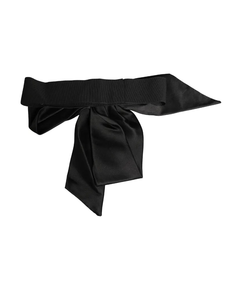 Dolce & Gabbana Black Silk Satin Sash Wide Waist Women Belt Cotton Acetate Black