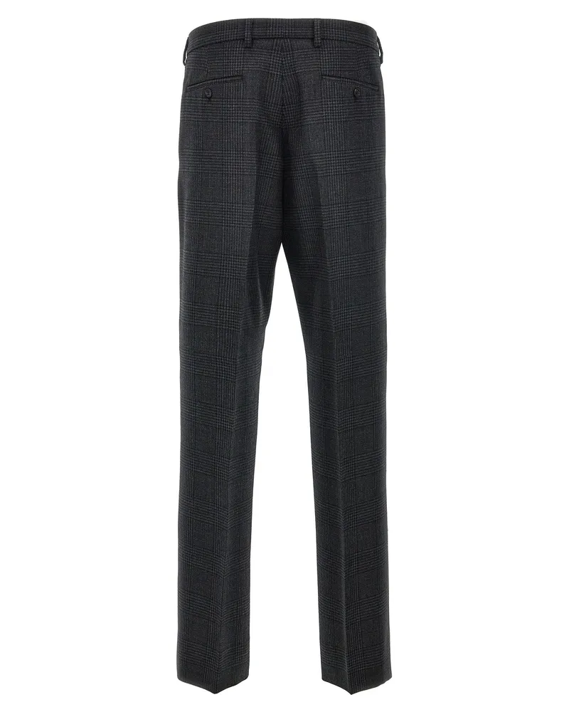 Prada Check Wool Trousers — Charcoal Charcoal