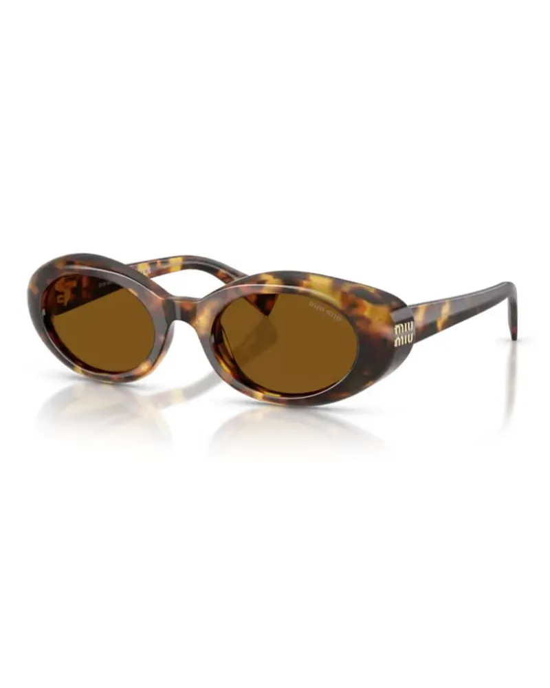 Miu Miu MUB09S Tortoiseshell Oval Sunglasses — Brown Brown